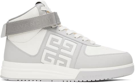 givenchy suede-trimmed high-top sneakers|givenchy white and grey sneakers.